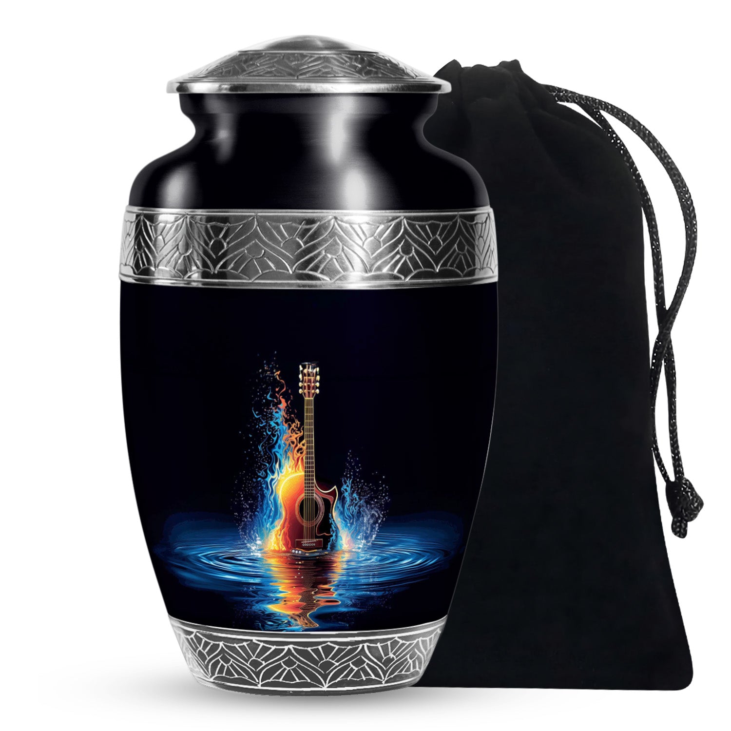 Fire & Water Cremation Guitar Urn - Artistic Funeral Urn For Human ashes