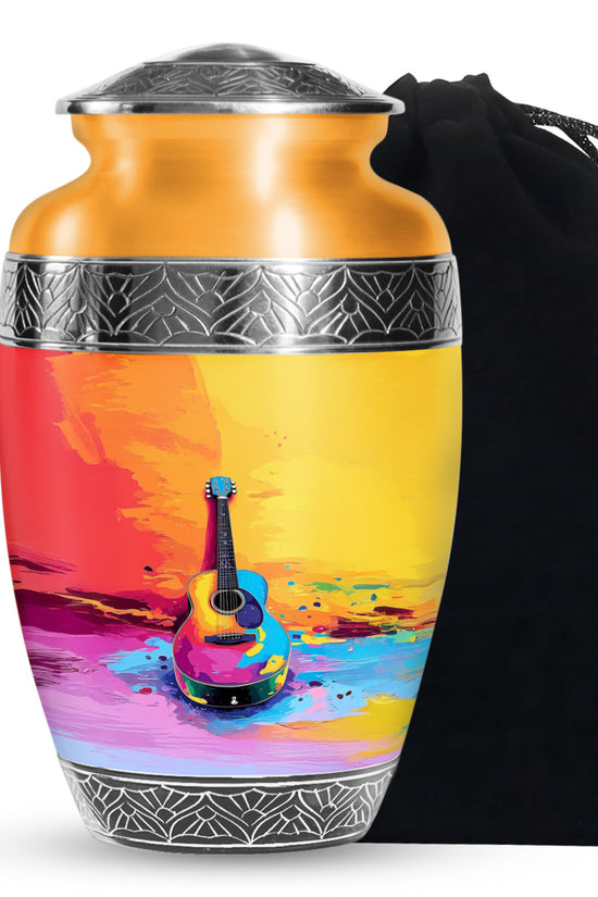 Multicolor Guitar Cremation Urn - Memorial Urn For Ashes