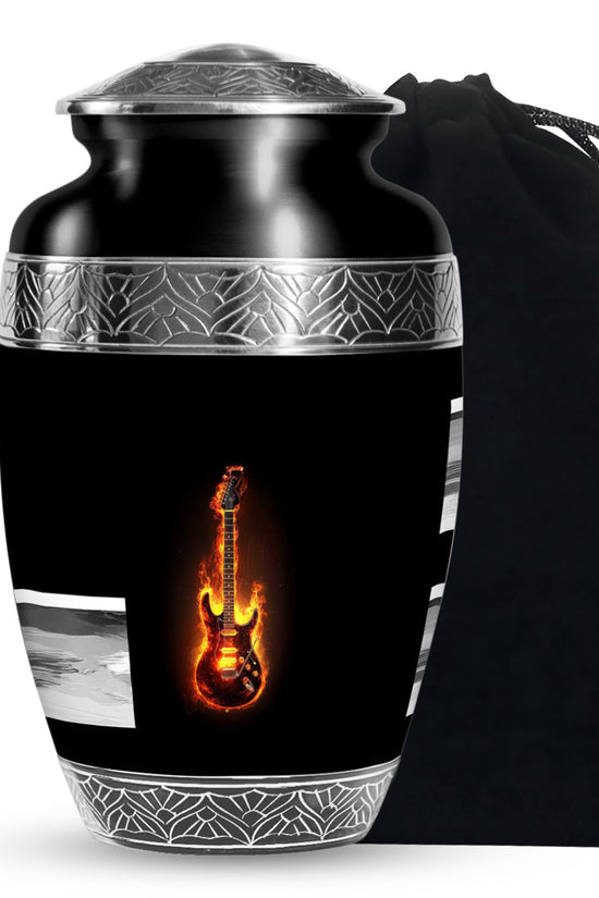Flame Guitar Cremation Urn - Premium Urn For Human Ashes