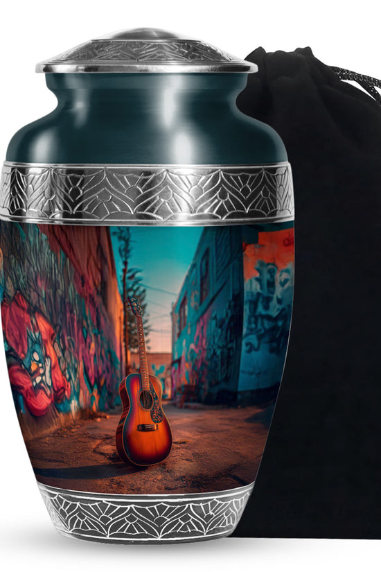 Street Art Guitar Memorial Urn - Unique Urn For Adult Ashes