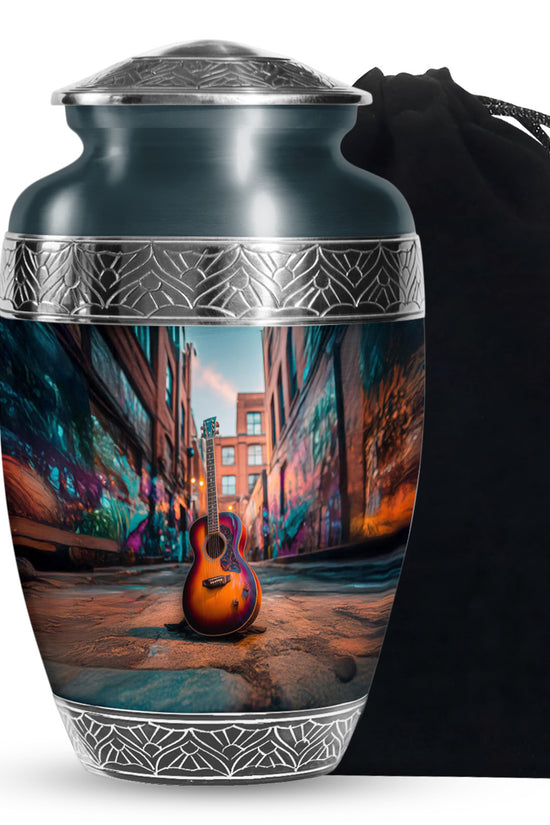 Modern Guitar Memorial Urn - Large Adult Cremation Urn For Ashes
