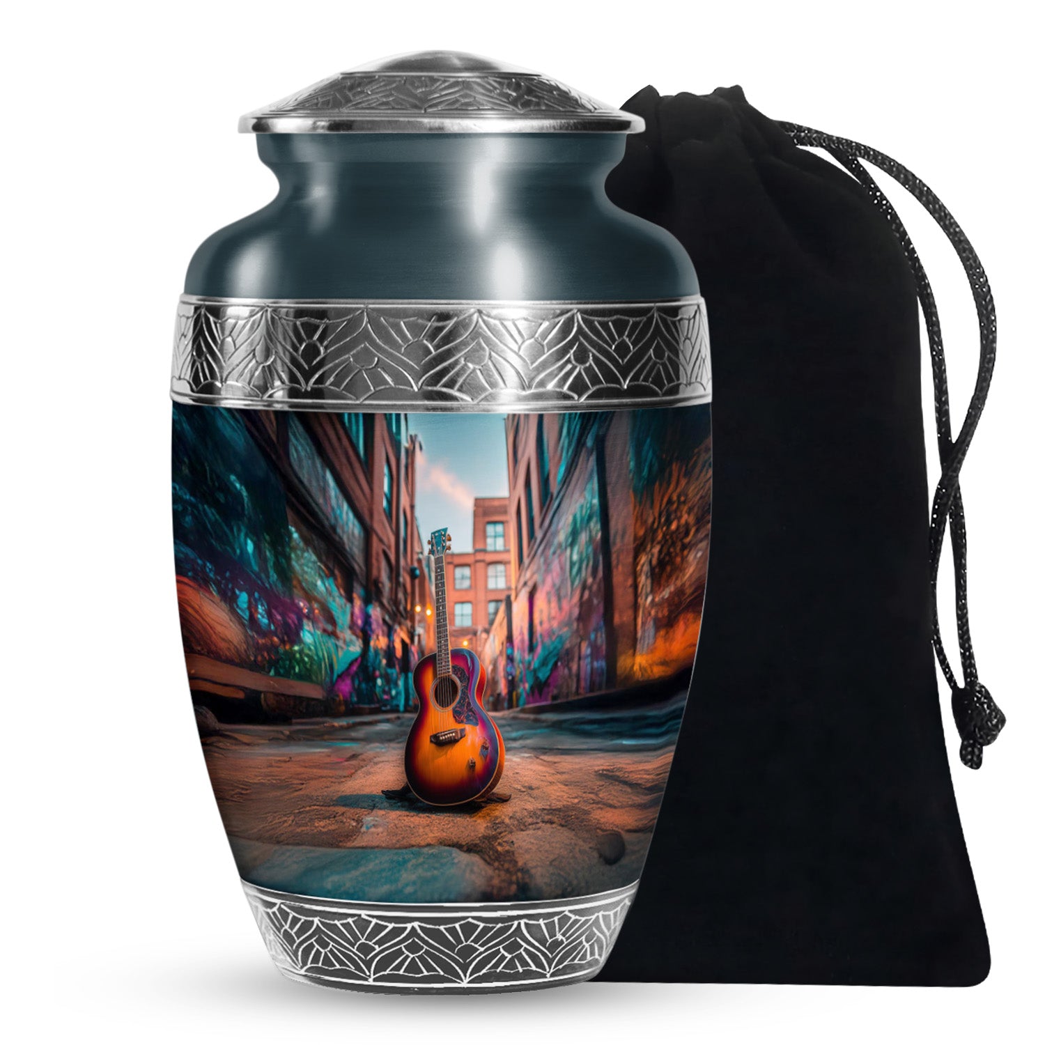 Modern Guitar Memorial Urn - Large Adult Cremation Urn For Ashes