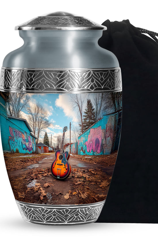 Guitar Memorial Cremation Urn - Music Theme Funeral Urn for Human Ashes