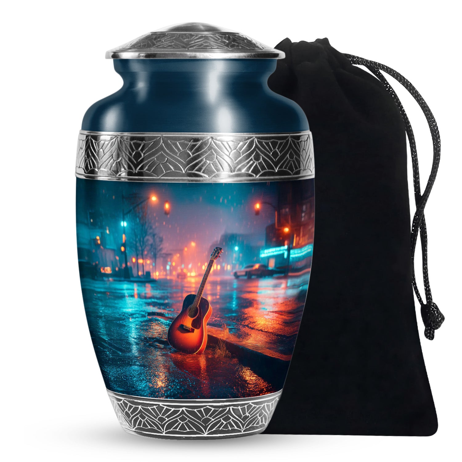 Guitar Cremation Urn - Street Music Theme Memorial Urn For Human Ashes