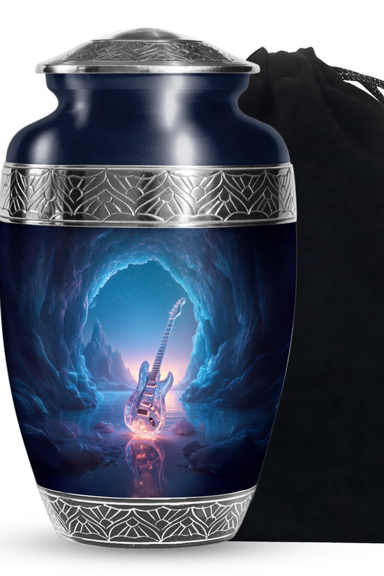 Crystal Guitar Memorial Urn - Music Theme Cremation Urn For Adult Ashes