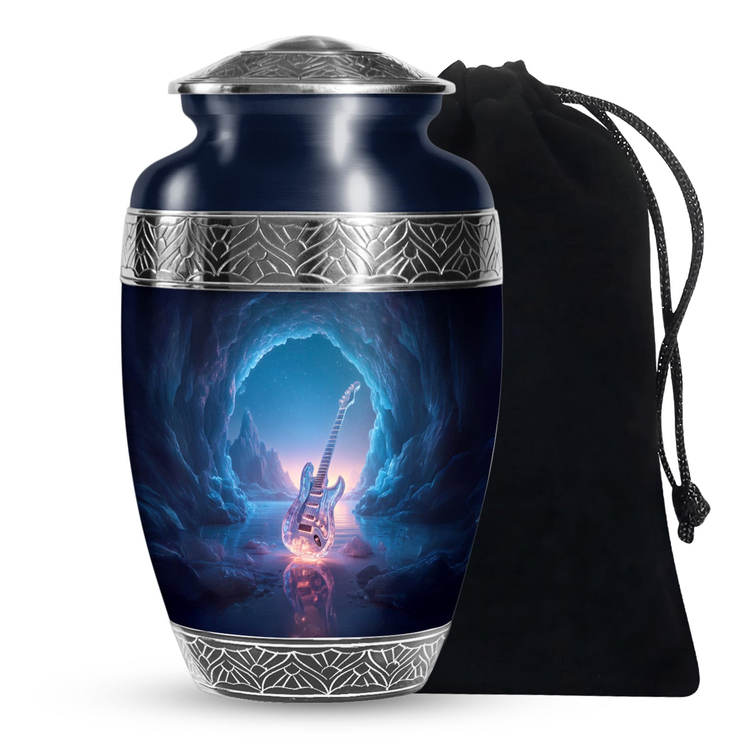 Crystal Guitar Memorial Urn - Music Theme Cremation Urn For Adult Ashes