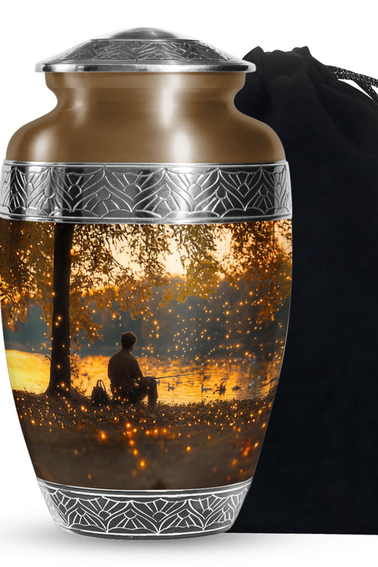 Fishing Sunset Themed Urn - Beautiful Cremation Urns For Male Ashes