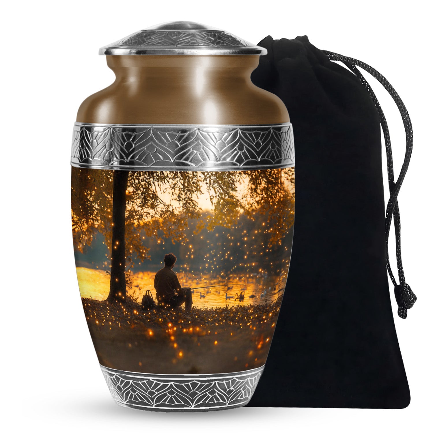 Fishing Sunset Themed Urn - Beautiful Cremation Urns For Male Ashes