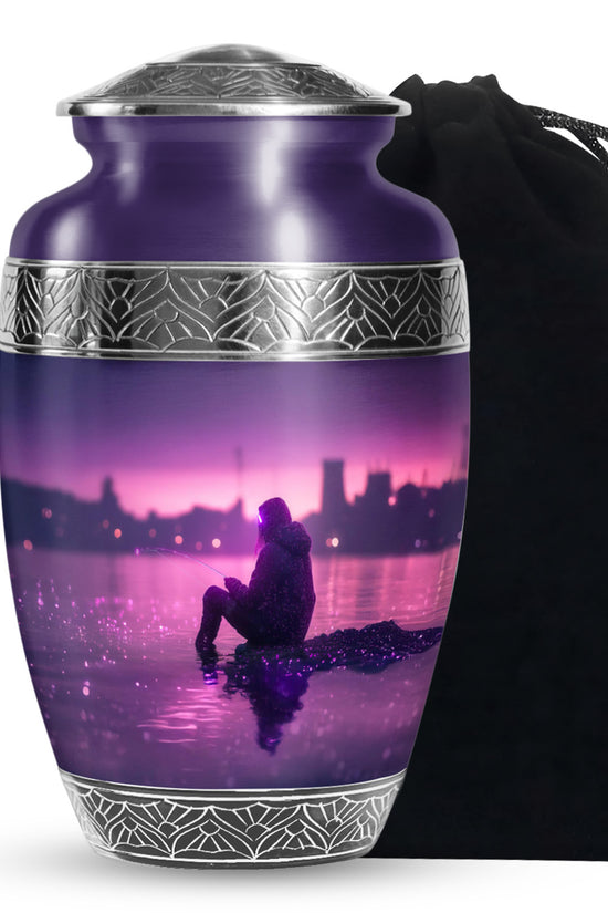 Purple Glow Fisherman Urn - Modern Memorial Urn For Human Ashes