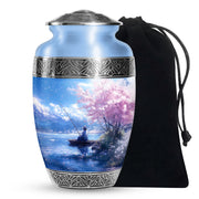 Beautiful Artistic Fishing Cremation Urn - Floral Urns For Human Ashes