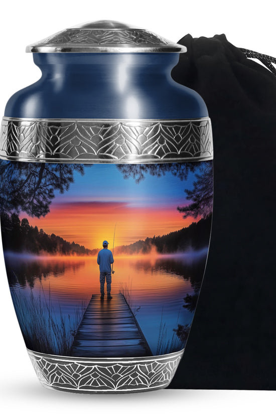 Fishing Sunset Cremation Urn - Elegant Memorial Funeral Urns For Ashes