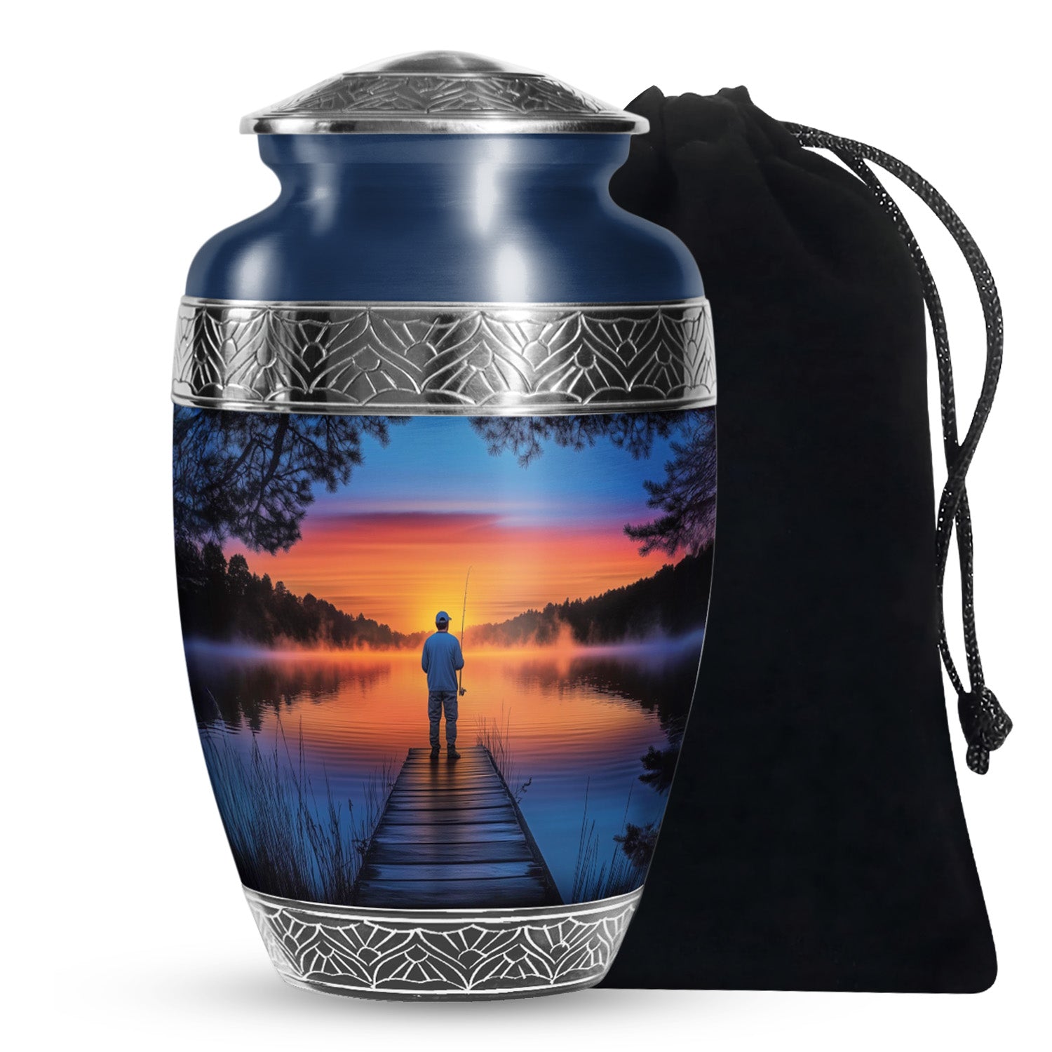 Fishing Sunset Cremation Urn - Elegant Memorial Funeral Urns For Ashes