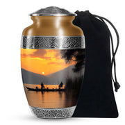 Friends Fishing Themed Cremation - Artistic Sunset Burial Fishing Urns