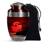 Family Fishing Memorial Urn - Red Sunset Funeral Urn For Loved Ones