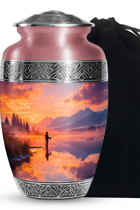 Lake Fishung Memorial Urn - Mountain Funeral Urn For Adult Ashes