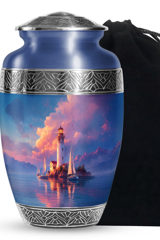 Sunset Lighthouse Memorial Urn - Ocean Cremation Urn For Human Ashes