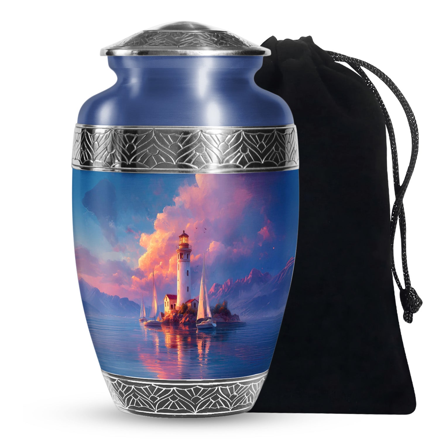Sunset Lighthouse Memorial Urn - Ocean Cremation Urn For Human Ashes