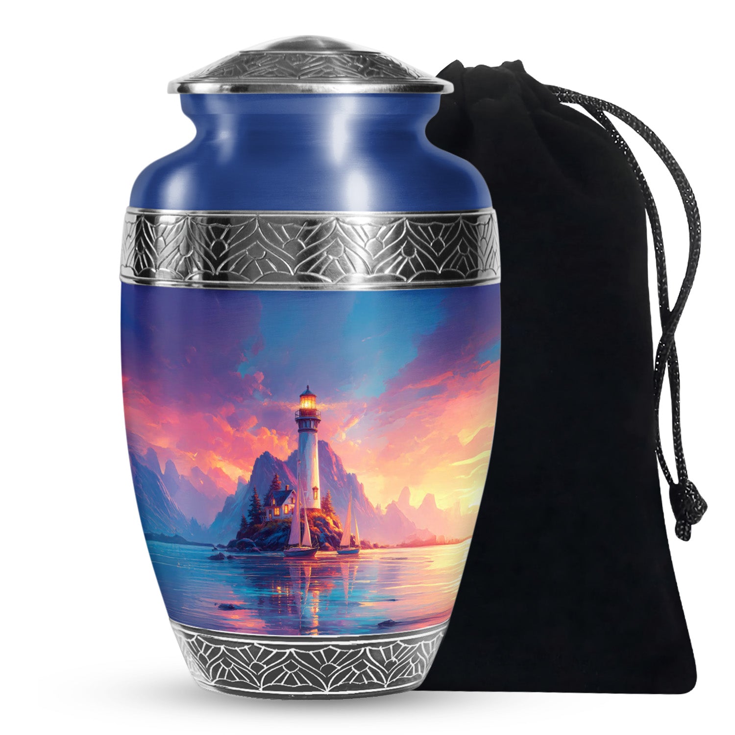 Lighthouse Sunset Urn - Artistic Cremation Urn For Adults