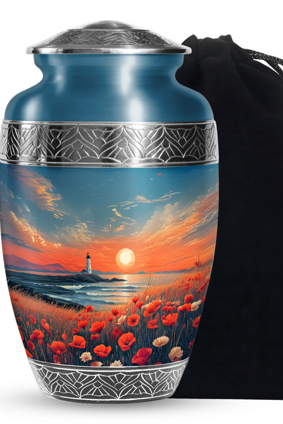 Peaceful Ocean Sunset Funeral Urn - Artistic Cremation Urn For Adults