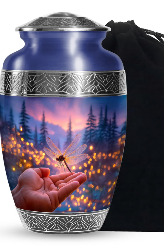 Dragonfly Forest Memorial Urn - Sunset Cremation Urn For Loved Ones