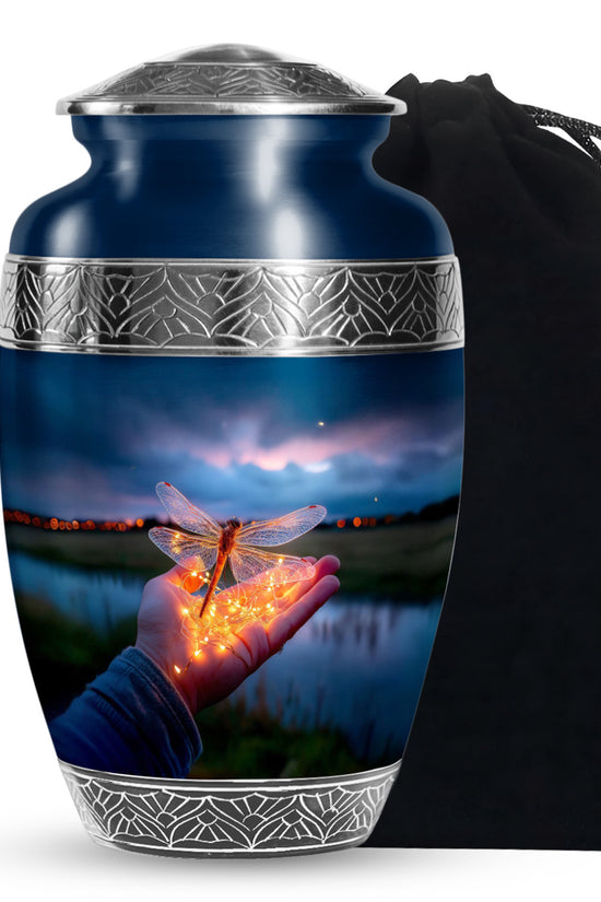 Golden Glow Dragonfly Funeral Urn - Beautiful Memorial Urn For Human Ashes
