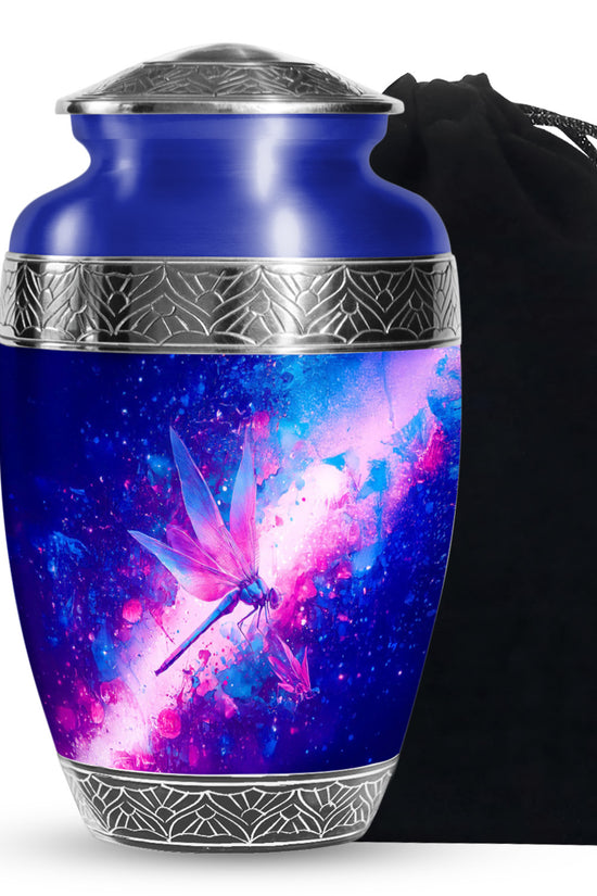 Purple Dragonfly Cremation Urn - Artistic Memorial Urn For Human Ashes