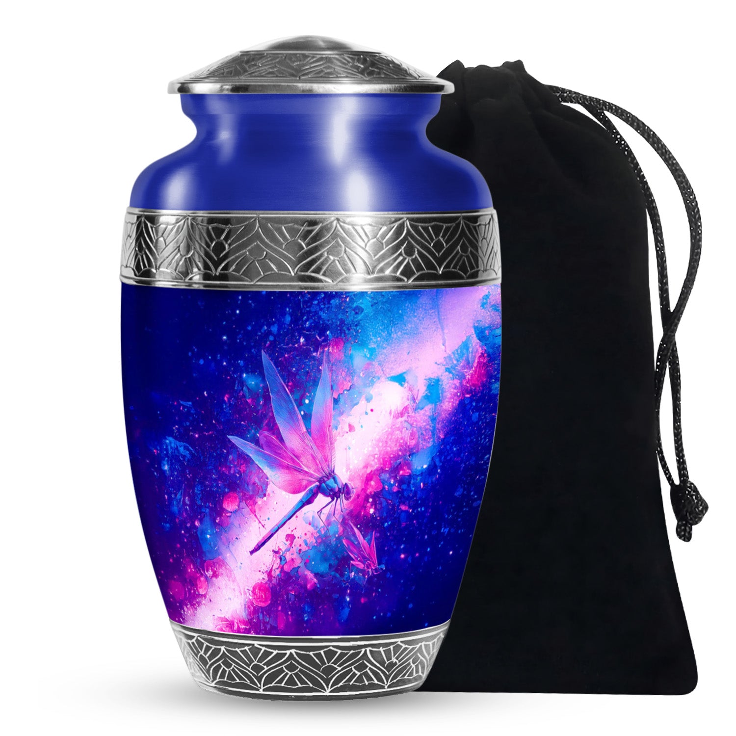 Purple Dragonfly Cremation Urn - Artistic Memorial Urn For Human Ashes