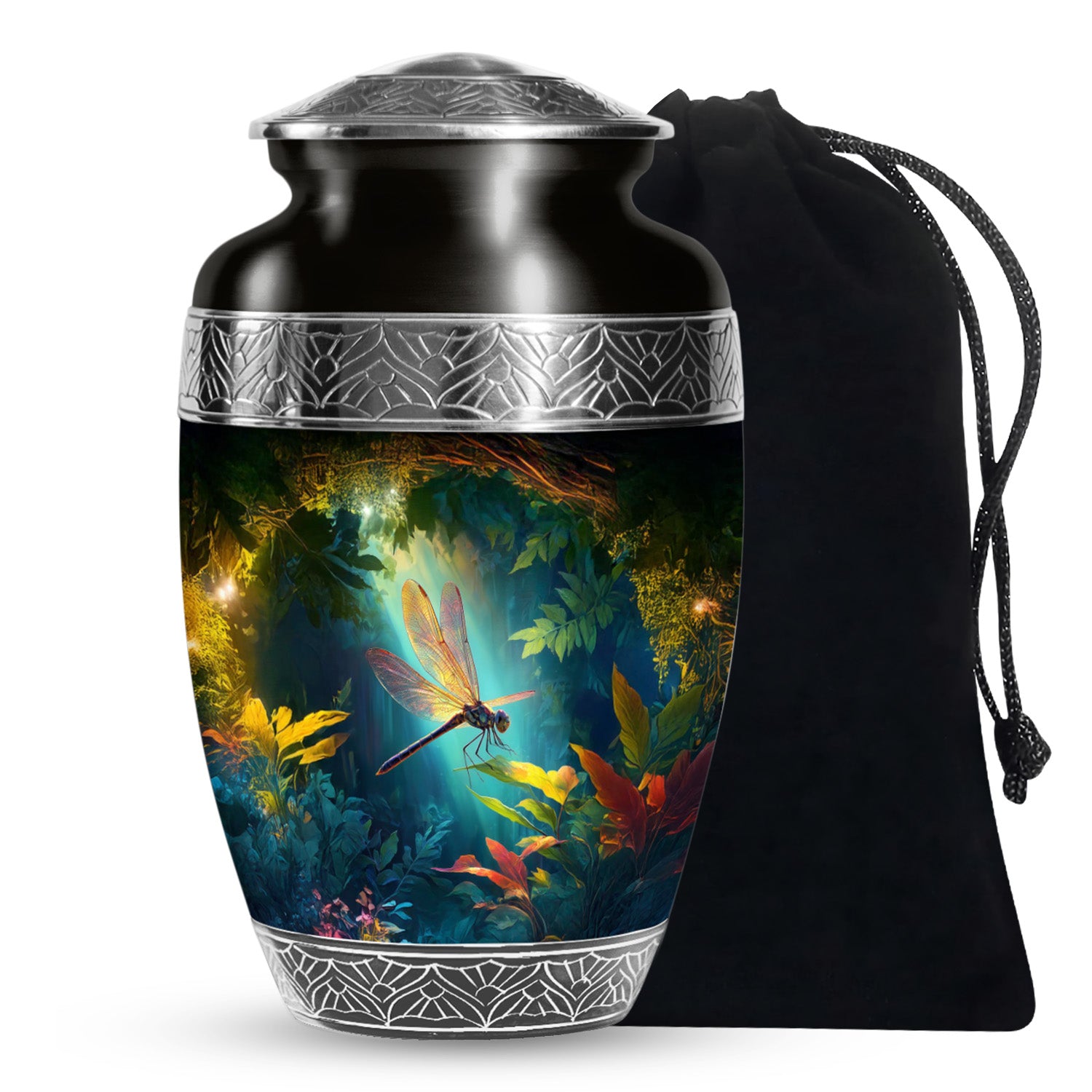 Unique Dragonfly Cremation Urn - Forest Funeral Urn For Male & Female