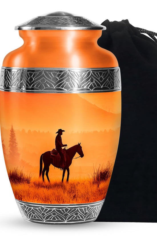 Cowboy Cremation Urns For Ashes - Beautiful Sunset Funeral Urns For Ashes