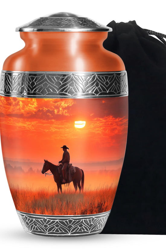 Horserider Funeral Urns - Beautiful Sunrise Container For Human Ashes