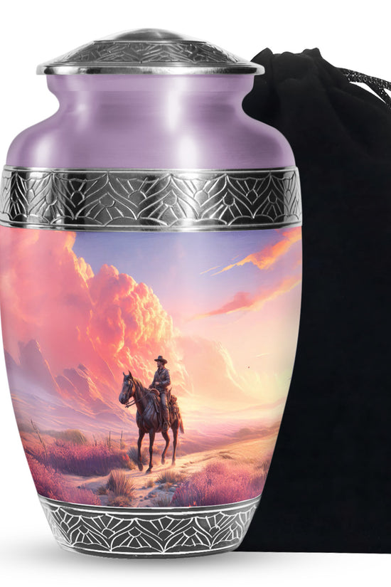 Cowboy Themed Funeral Urns - Beautiful Clowds Mountain Urns For Human Ashes