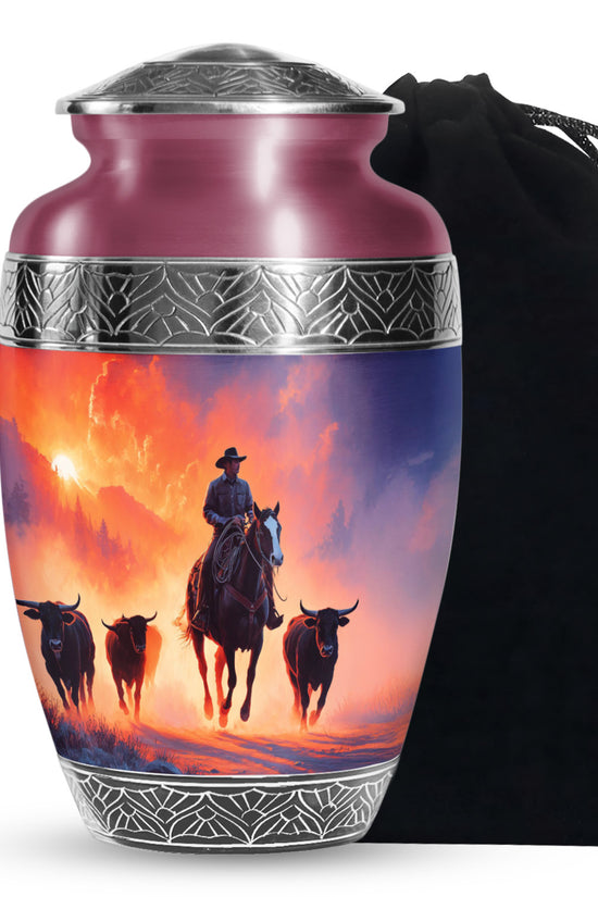Cowboy Cremation Urns For Ashes - Sunset Memorial Urns For Pet Ashes