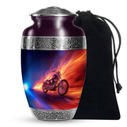 Flaming Motorcycle Urn - Biker Cremation Urn For Human Ashes