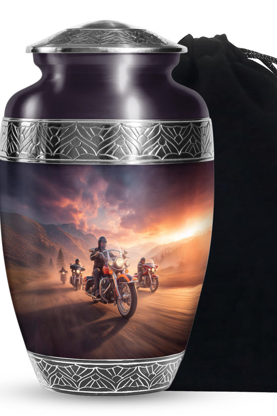 Motorcycle Riders Cremation Urn - Biker Memorial Urn For Loved Ones