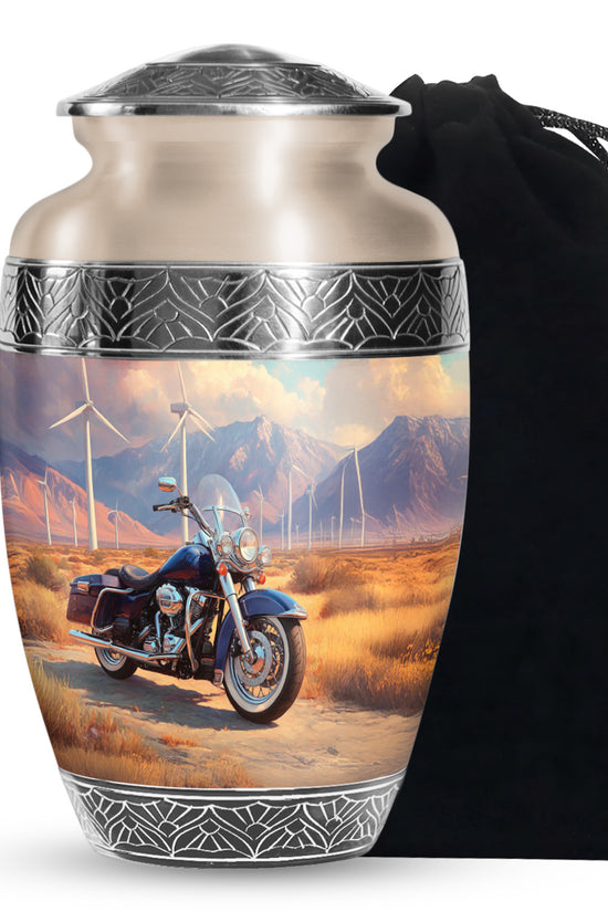 Scenic Motorcycle Memorial Urn - Windmill Valley Funeral Urn For Human Ashes