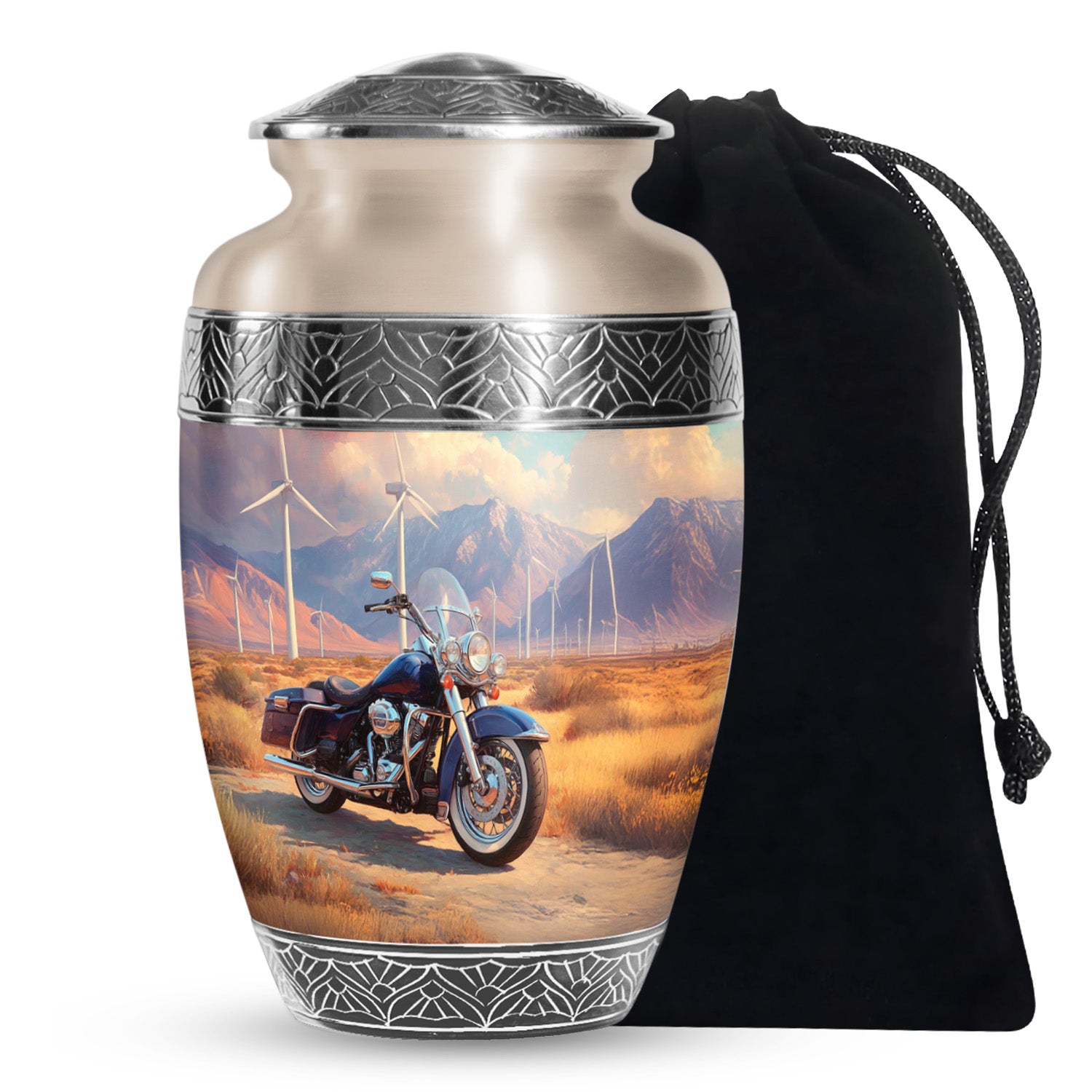 Scenic Motorcycle Memorial Urn - Windmill Valley Funeral Urn For Human Ashes