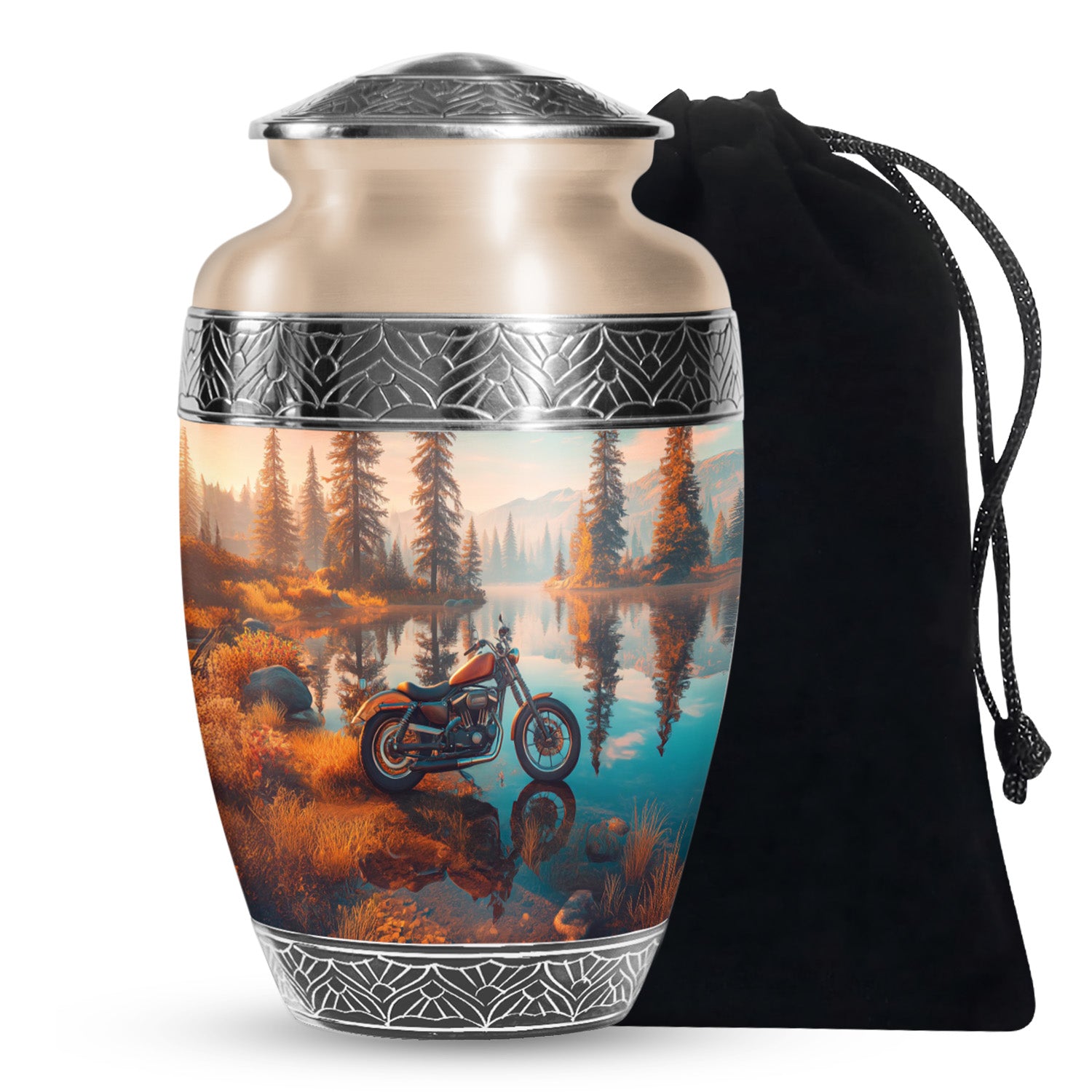 Scenic Forest Lake Cremation Urn - Memorial Urn For Loved Ones
