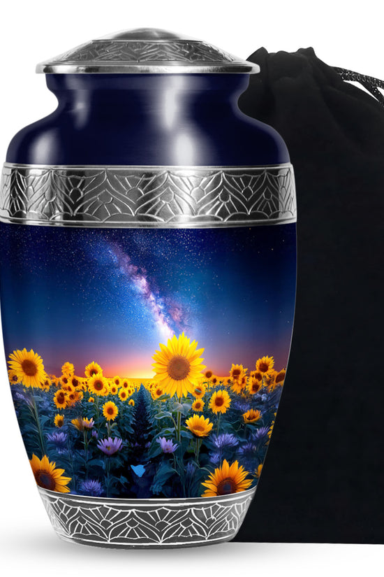 Sunflower Cremation Urn - Night Sky Beautiful Urn For Human Ashes