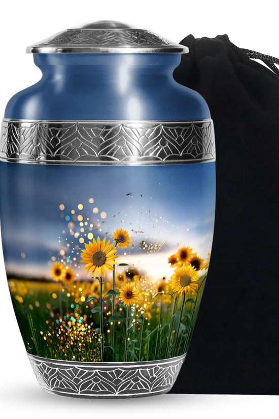 Sparkling Sunflower Field Urn - Decorative Cremation Urn For Loved Ones