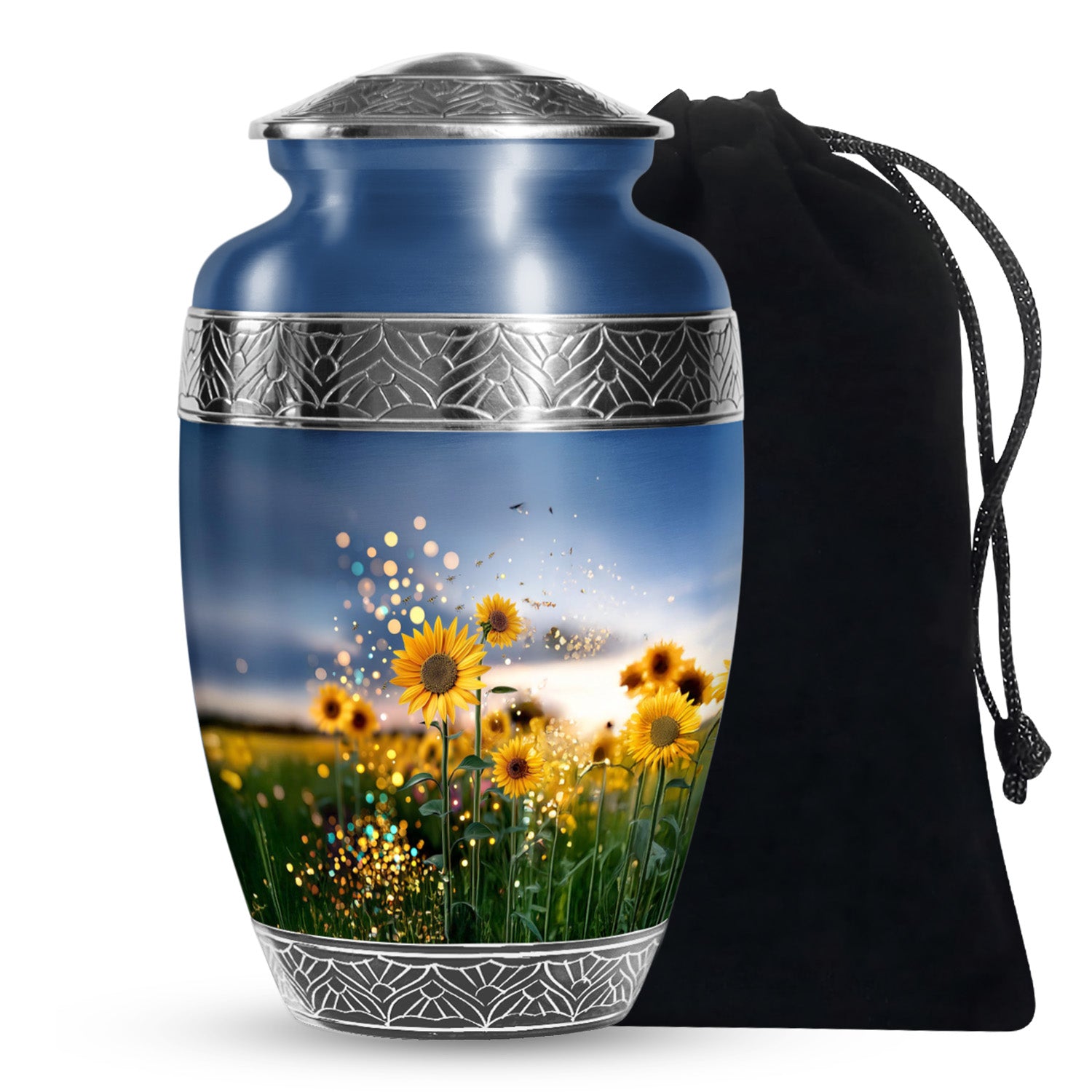 Sparkling Sunflower Field Urn - Decorative Cremation Urn For Loved Ones