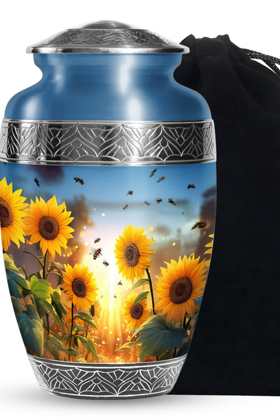 Sunflower Bee Memorial Urn - Sunset Cremation Urn For Ashes