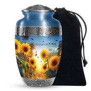Sunflower Bee Memorial Urn - Sunset Cremation Urn For Ashes