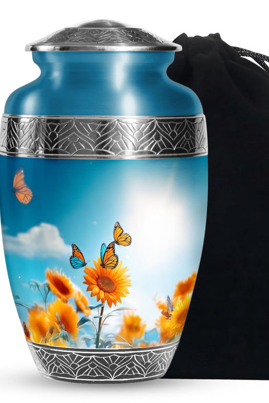 Sunflower Sky Garden Urn - Butterfly Funeral Urn For Adults Ashes