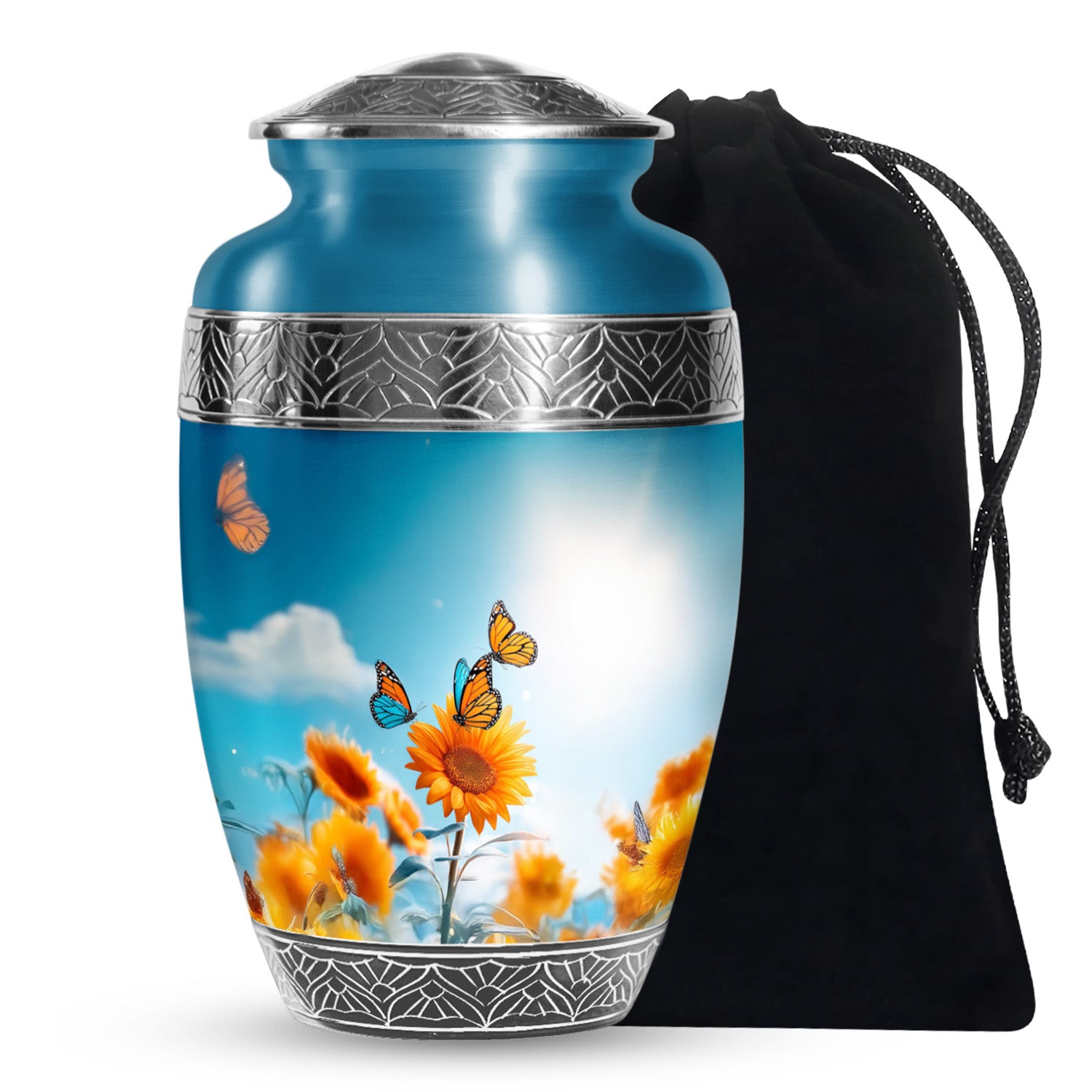 Sunflower Sky Garden Urn - Butterfly Funeral Urn For Adults Ashes