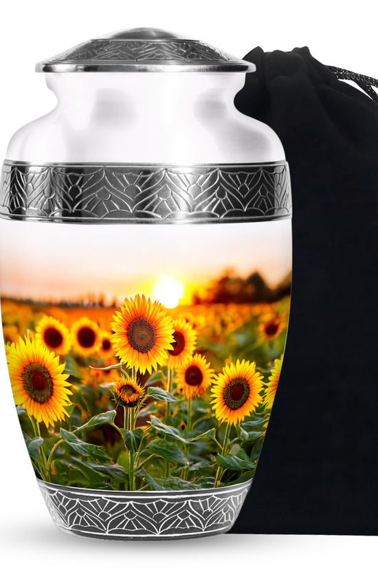 Sunflower Memorial Urn - Sunset Floral Funeral Urn For Adult Ashes