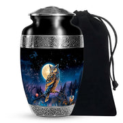 Beautiful Moonlight Cremation Urn - Night Owl Memorial Urn For Adults