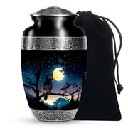 Black Owl Cremation Urn - Moonlight Memorial Urn For Human Ashes