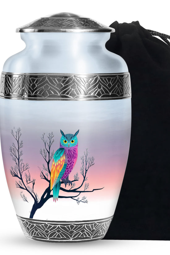 Owl Artwork Cremation Urn - Tree Memorial Urn For Loved Ones