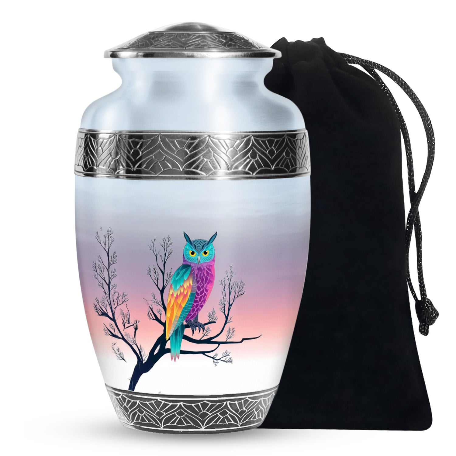 Owl Artwork Cremation Urn - Tree Memorial Urn For Loved Ones