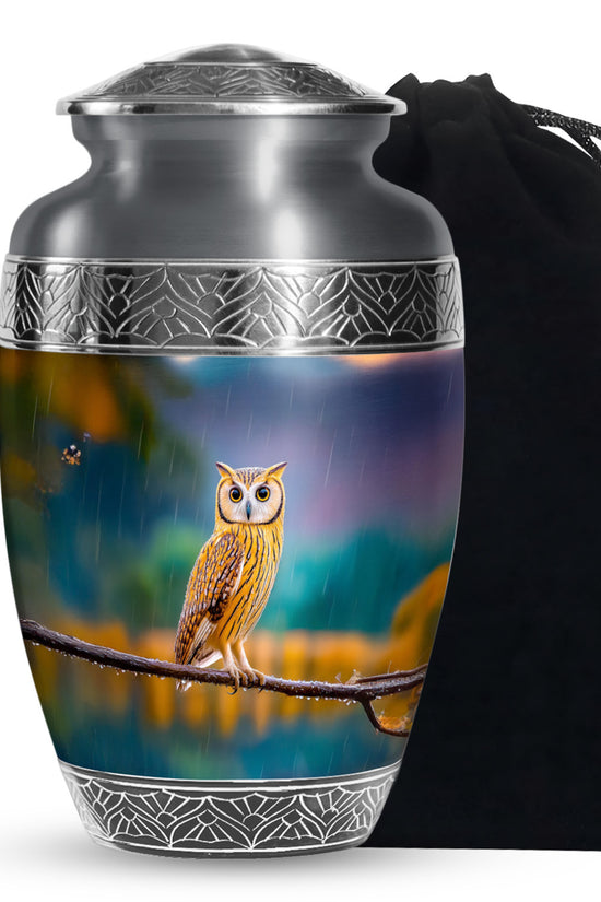 Rain Forest Owl Memorial Urn - Nature Cremation Urn For Adults